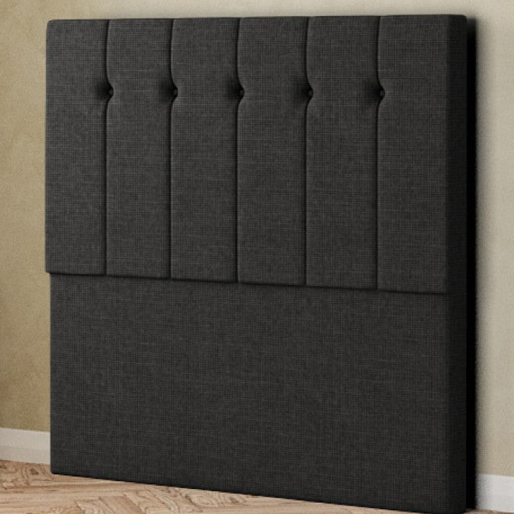 Eleganza Highland King Size Black Linen Floor Standing Headboard Image 1