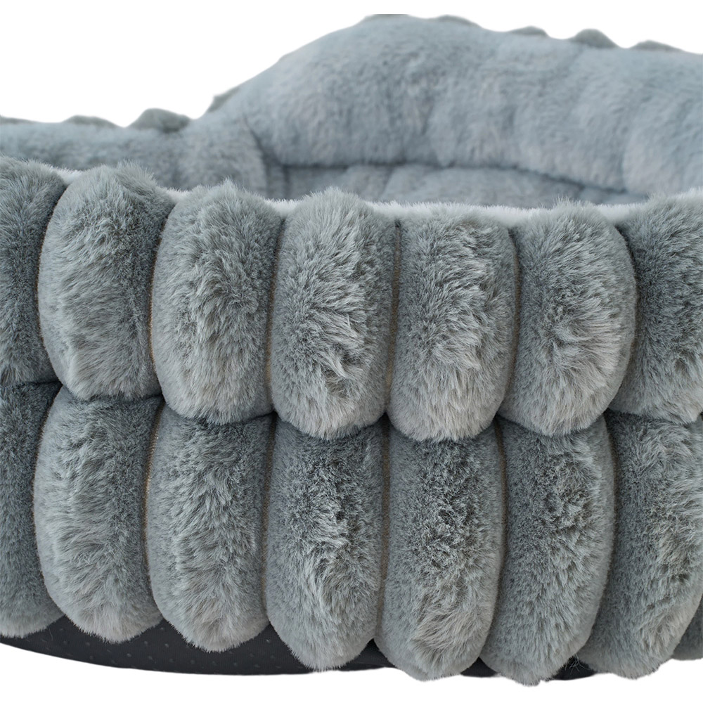 H&O Direct 50cm Grey Super Soft Faux Fur Pet Bed Image 4