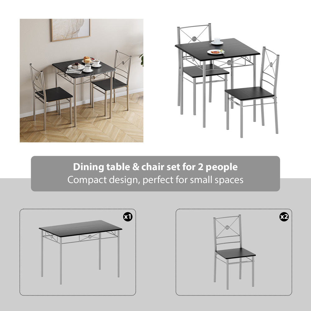 VIDA DESIGNS Roslyn 2 Seater Square Dining Set Black Image 5