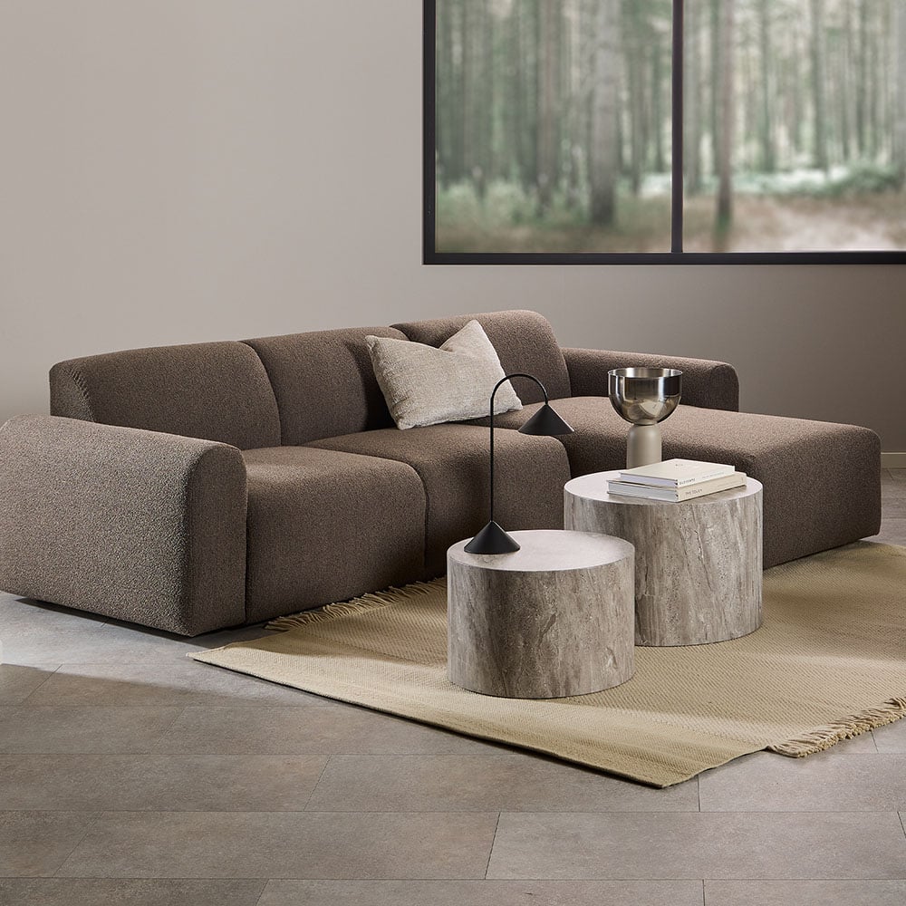 Florence Midfield 2 Seater Boucle Taupe Fabric Right Hand Facing Chaise Longue Image 1