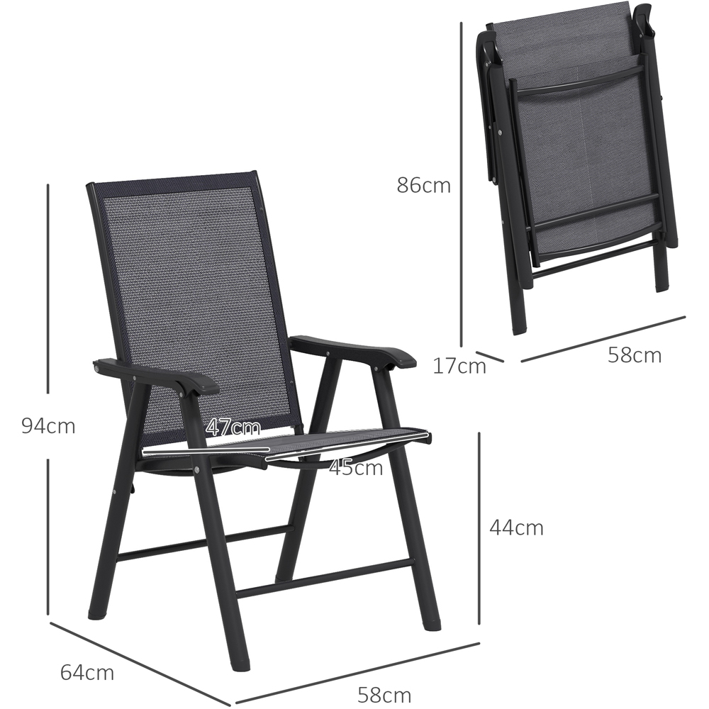 Outsunny Set of 2 Dark Grey Metal Foldable Garden Chair Image 7