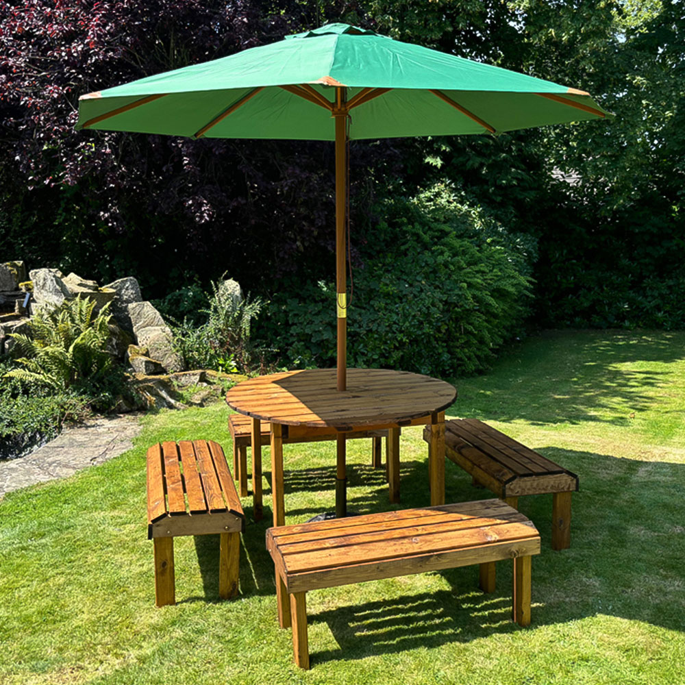 Charles Taylor Knights 8 Seater Round Garden Dining Bench Set Image 3
