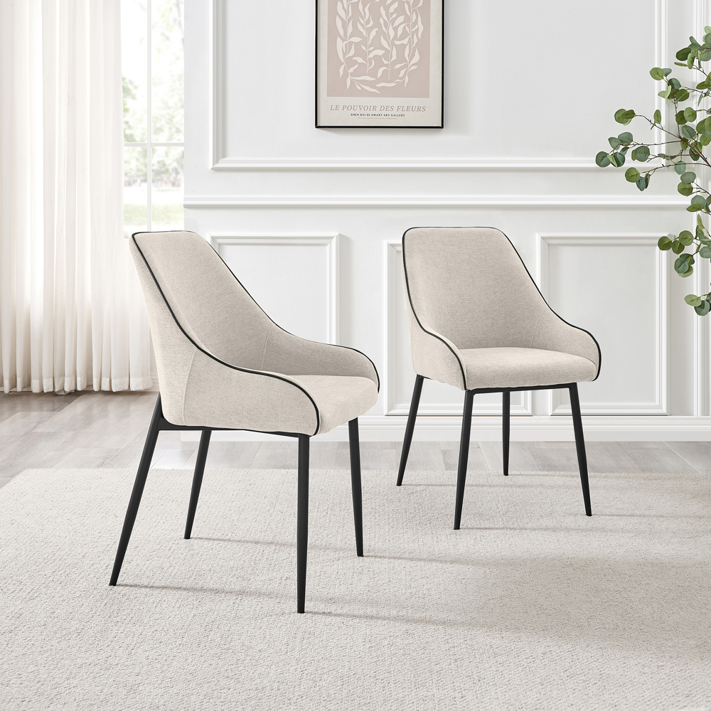Furniturebox Belton Set of 2 Cream and Black Dining Chair Image 3