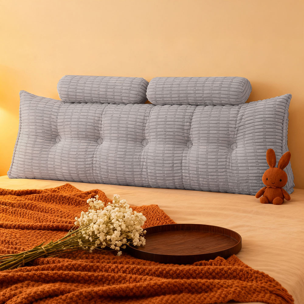 Living and Home Greyish Blue Wedge Headboard Pillow with 2 Backrest Support Cushion 67 x 180cm Image 7