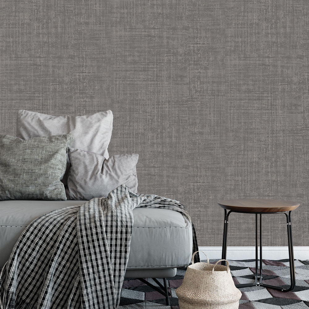 Belgravia Decor Zambaiti Parati Marrakech Large Weave Dark Grey Wallpaper Image 2