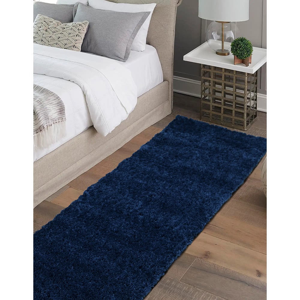 Homemaker Navy Snug Plain Shaggy Rug 60 x 110cm Image 5