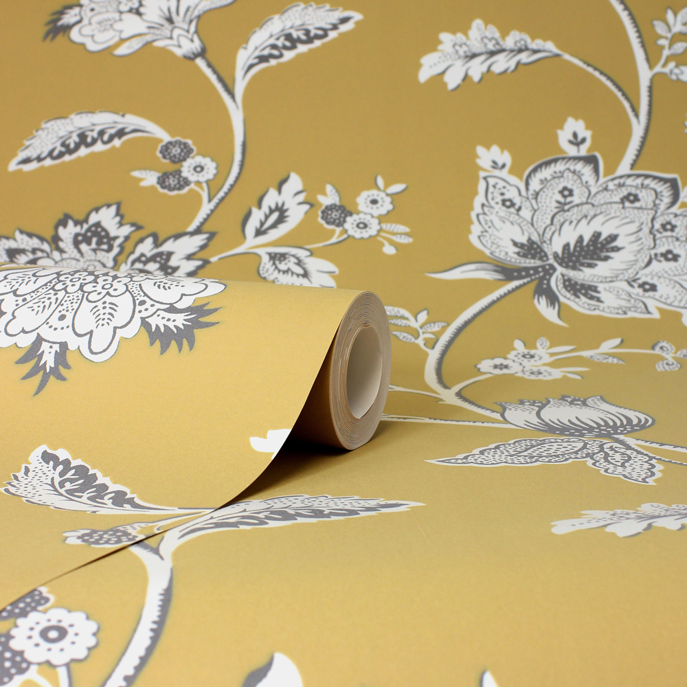 Fine Decor Juliette Floral Ochre Wallpaper Image 2
