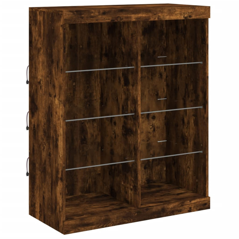vidaXL 4 Door 12 Shelf Smoked Oak Sideboard with LED Lights Image 6