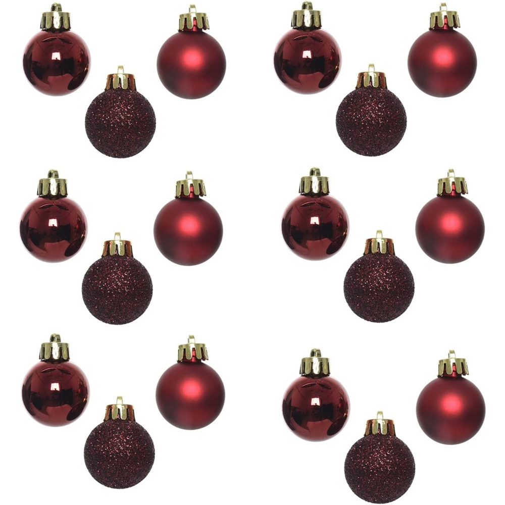 Shatchi 3cm Burgundy Shatterproof Bauble 24 Pack Image 3