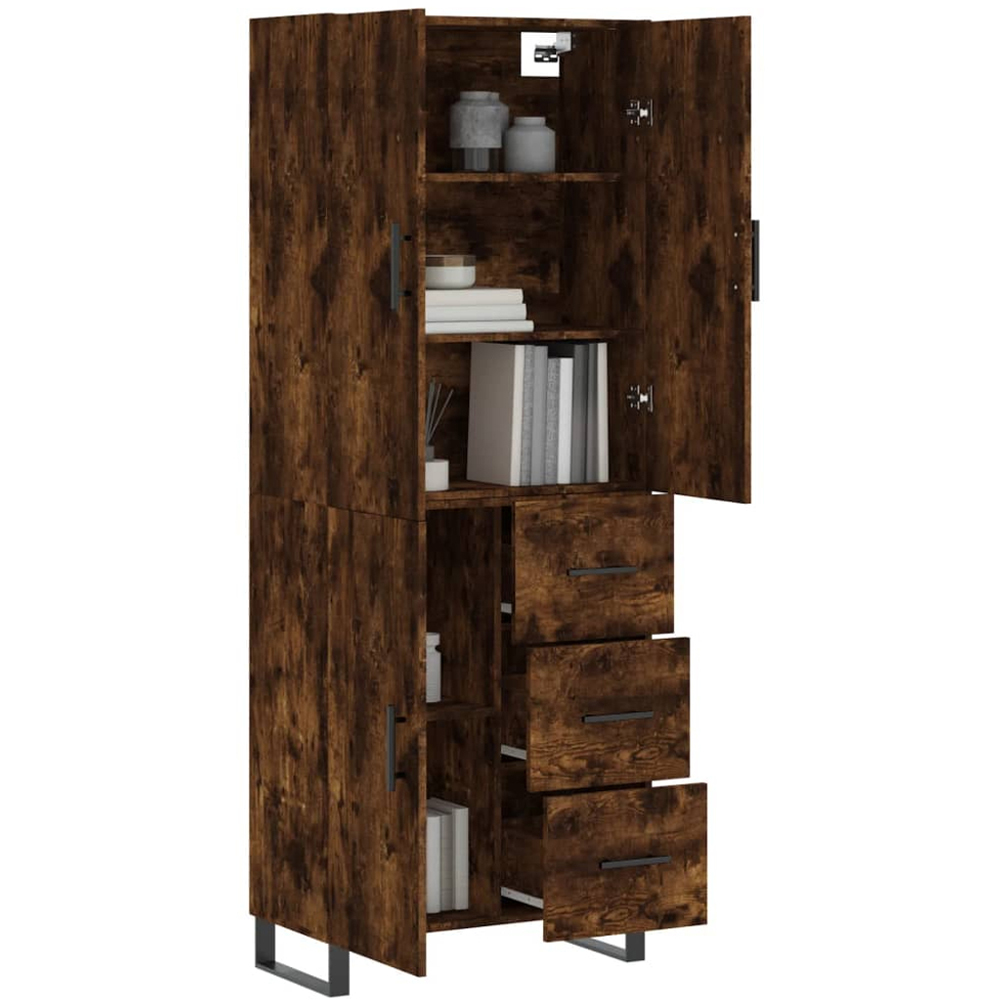 vidaXL 3 Door 3 Drawer Smoked Oak Highboard Image 2