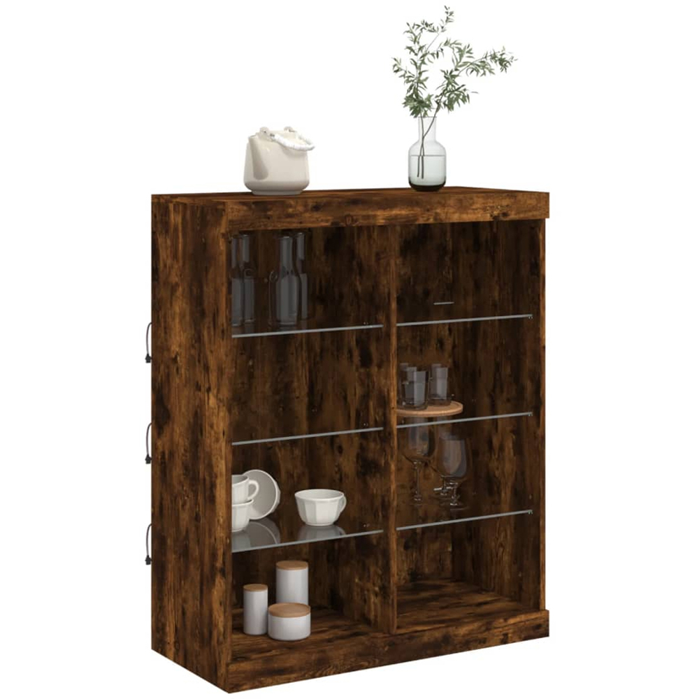 vidaXL 8 Shelf Smoked Oak Sideboard with LED Lights Image 3