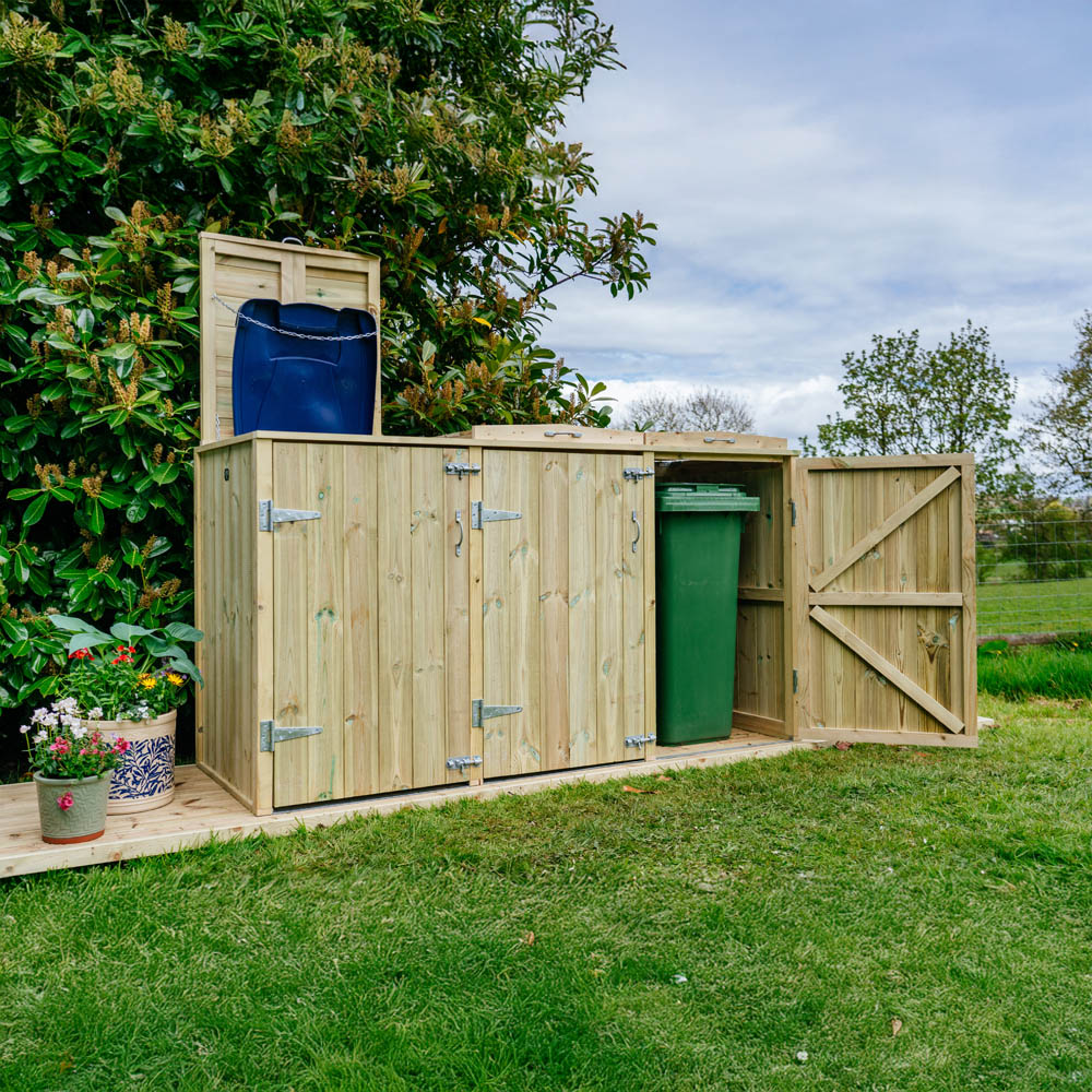 The Garden Village Shireburn 240L Triple Wheelie Bin Shed Image 7