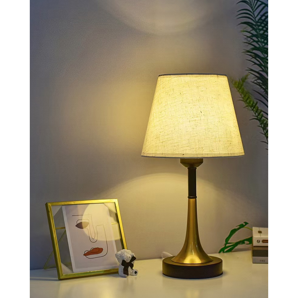 Avilo Linen Effect Shade Mellow Antique Brass Base USB Powered Table Lamp Image 5