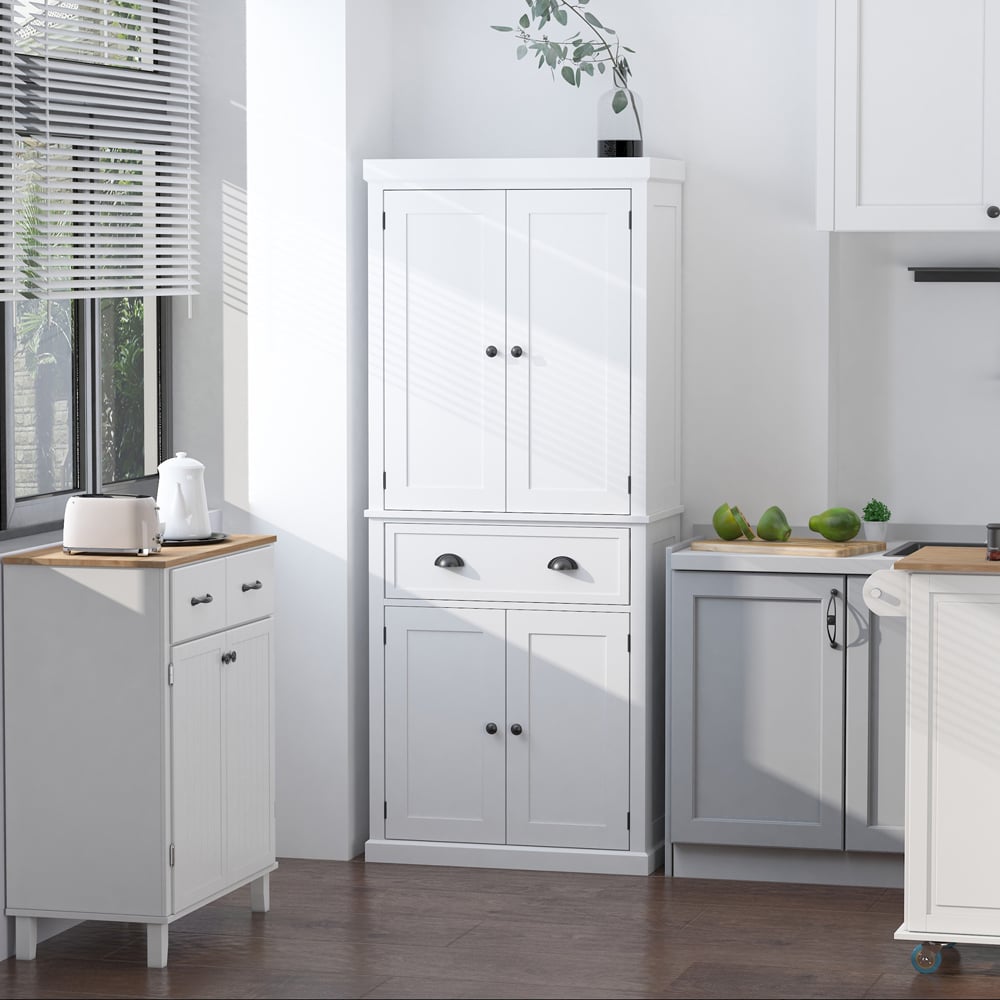 Portland 4 Door Single Drawer White Kitchen Cabinet Image 3