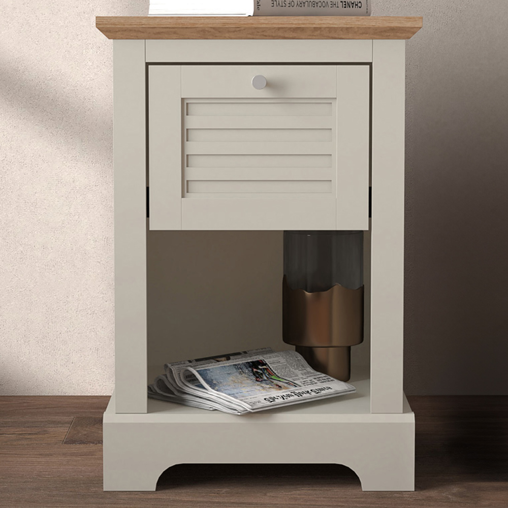GFW Salcombe Single Drawer Grey Bedside Table Image 1