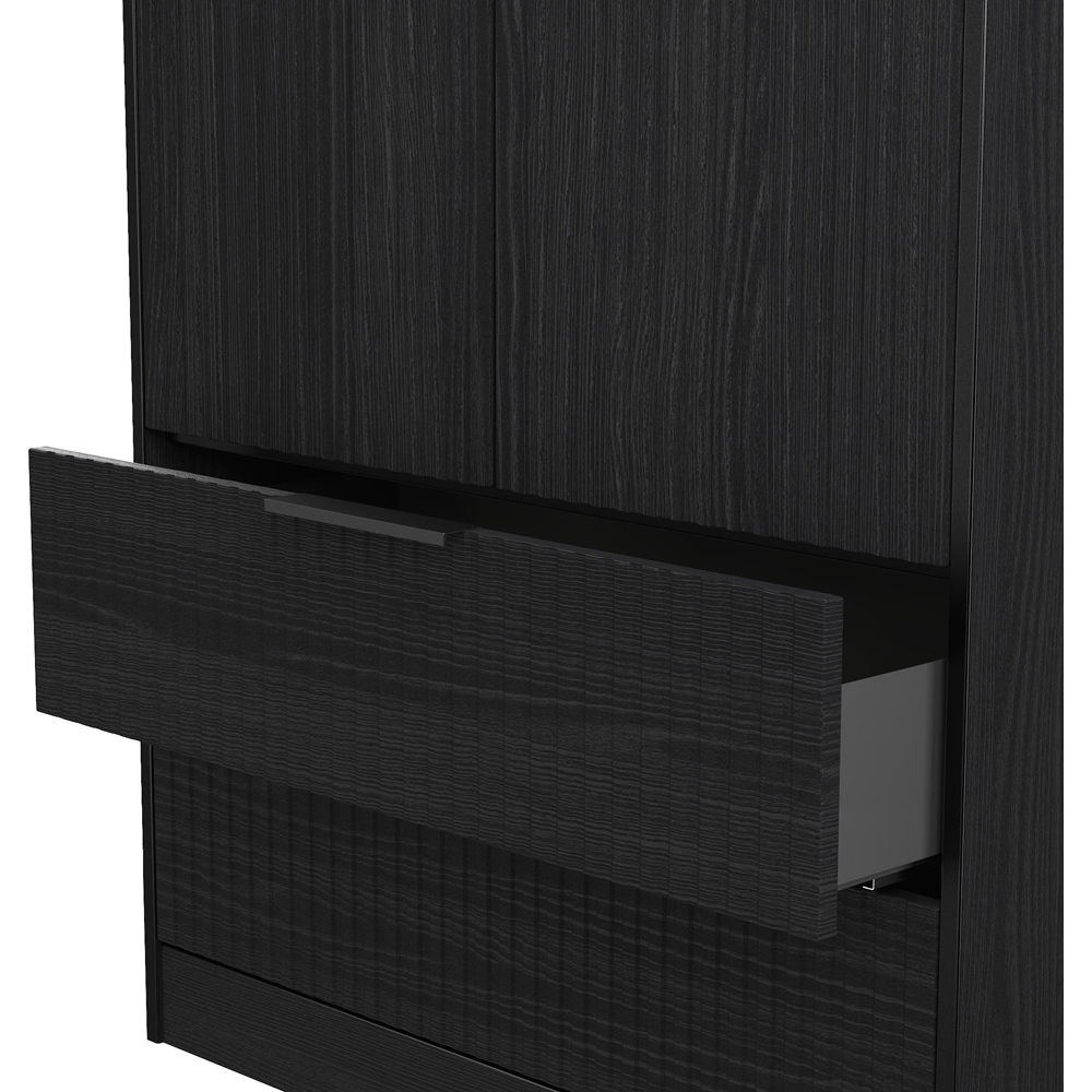 Crowndale Fluted 2 Door 2 Drawer Black Ash Tall Wardrobe Ready Assembled Image 7