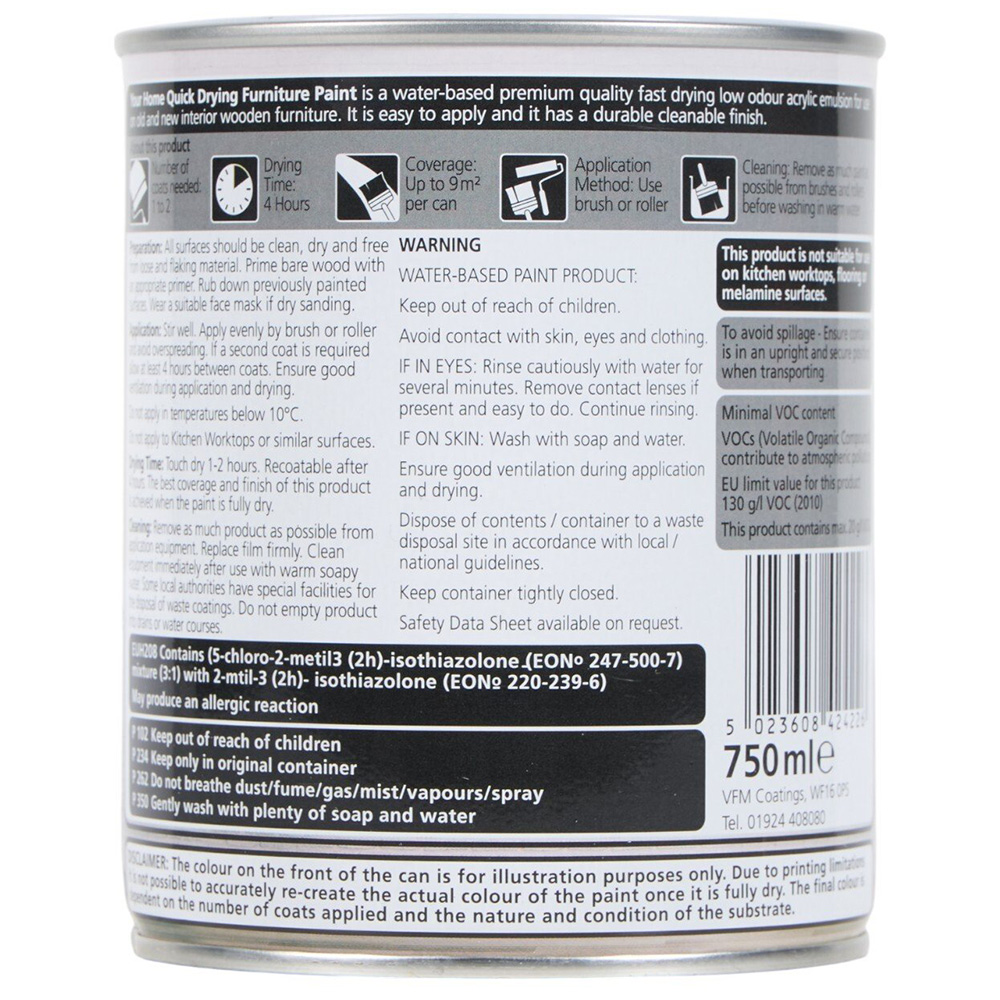 Your Home Cupboard and Furniture Paint 750ml Natural Slate Image 4