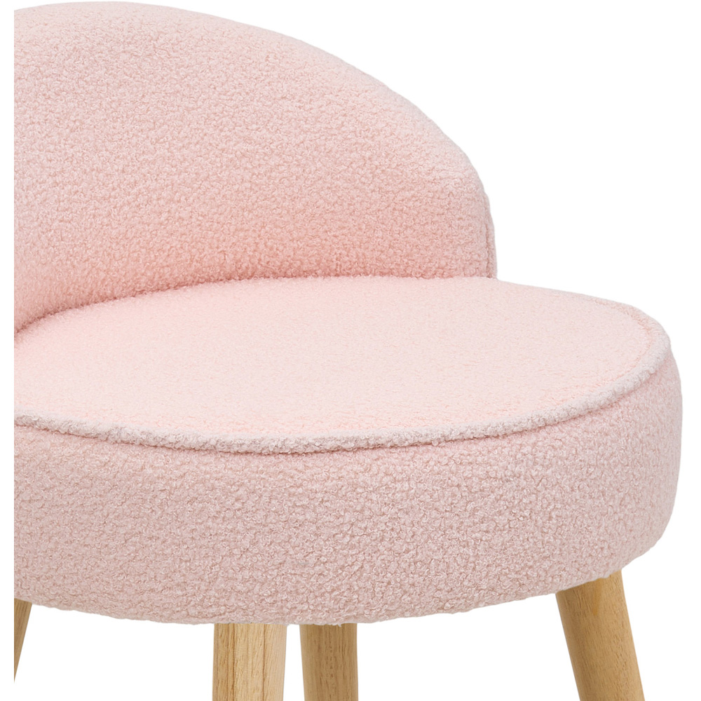 Living and Home Pink Teddy Fleece Low Backrest Vanity Stool Image 6