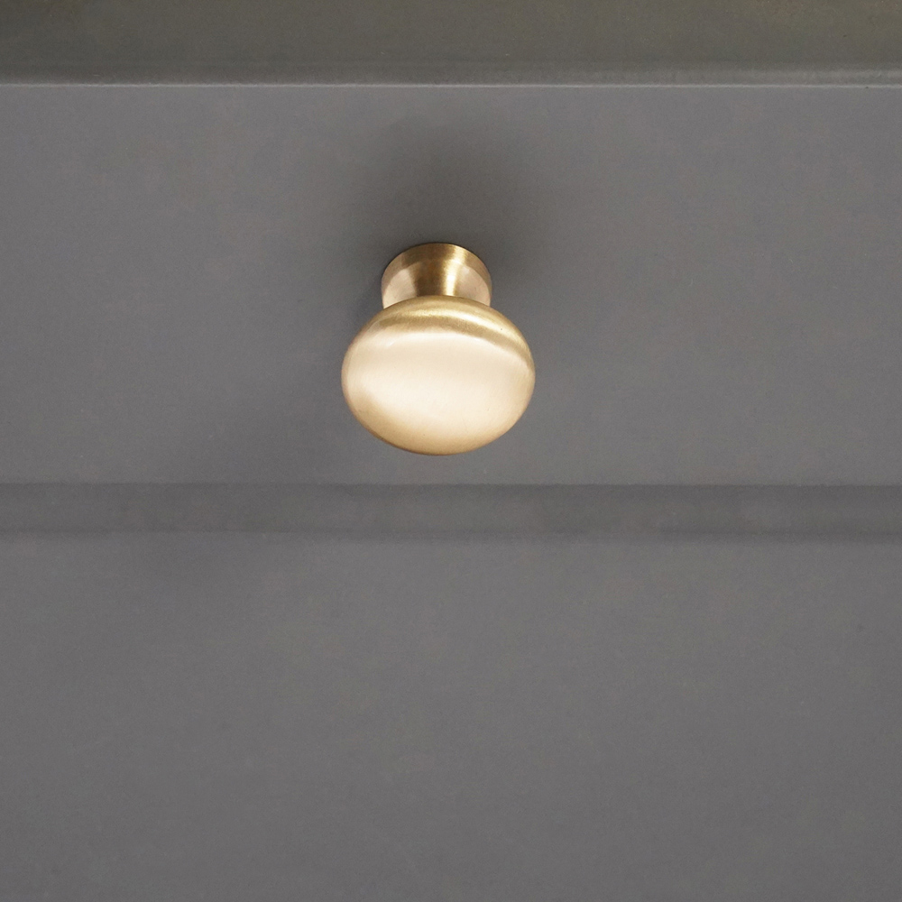 Spira Brass Mushroom Satin Brass Small 25mm Cupboard Knob Image 2