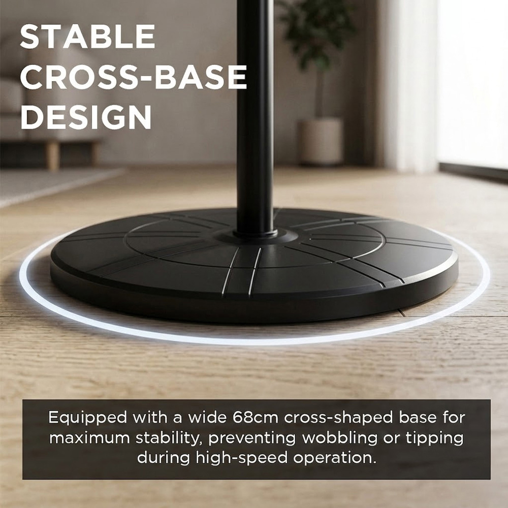 Alivio Black 5 Blade Quiet Adjustable Oscillating Pedestal Floor Fan 45W Image 6