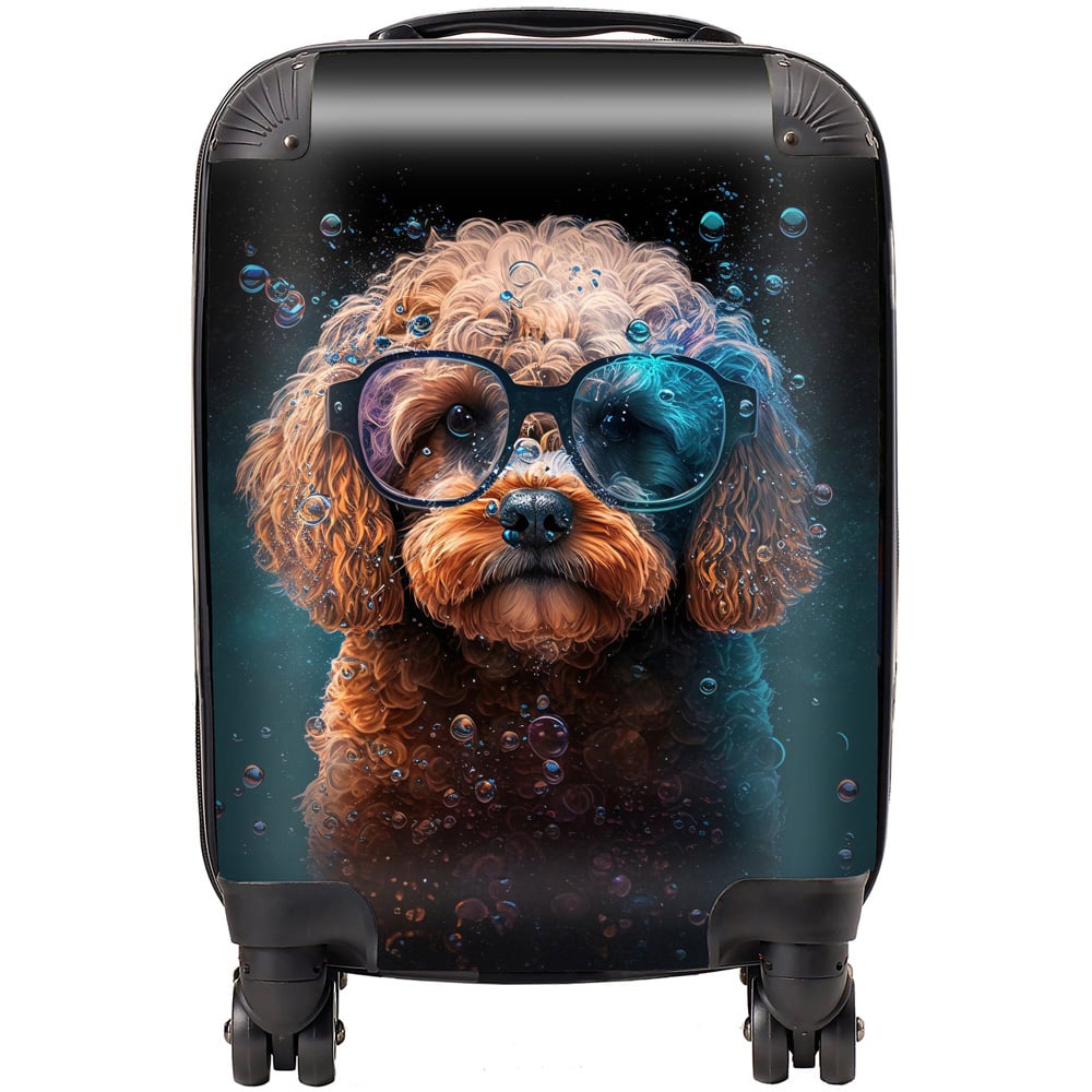 Warren Reed Designer Mini Cabin Splashart Cavapoo Dog Face Suitcase Image 1