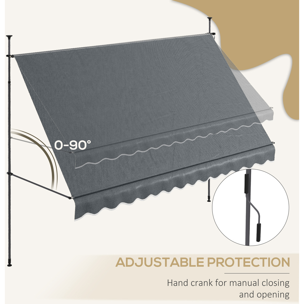 Outsunny Dark Grey Retractable Awning 3.5 x 1.2m Image 6