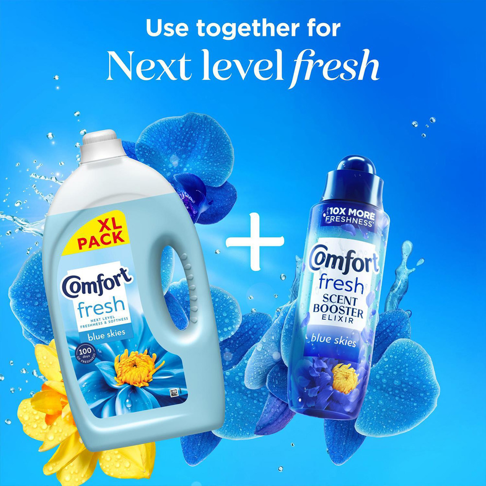 Comfort Fresh Blue Skies Liquid Fabric Conditioner 80 Washes 2.4L 4 Pack Image 5