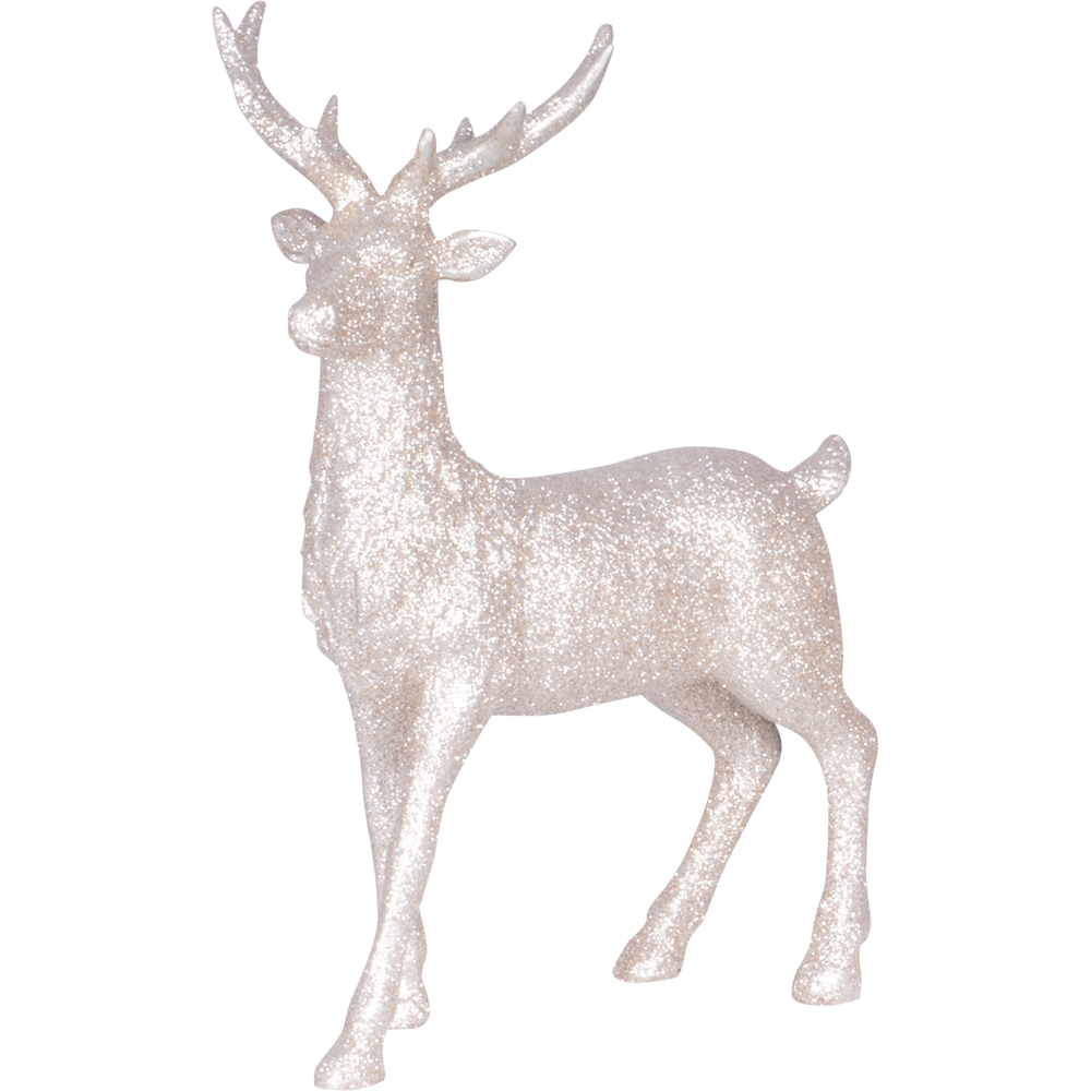 St Helens Champagne Polyresin Deer Christmas Decoration Image 1