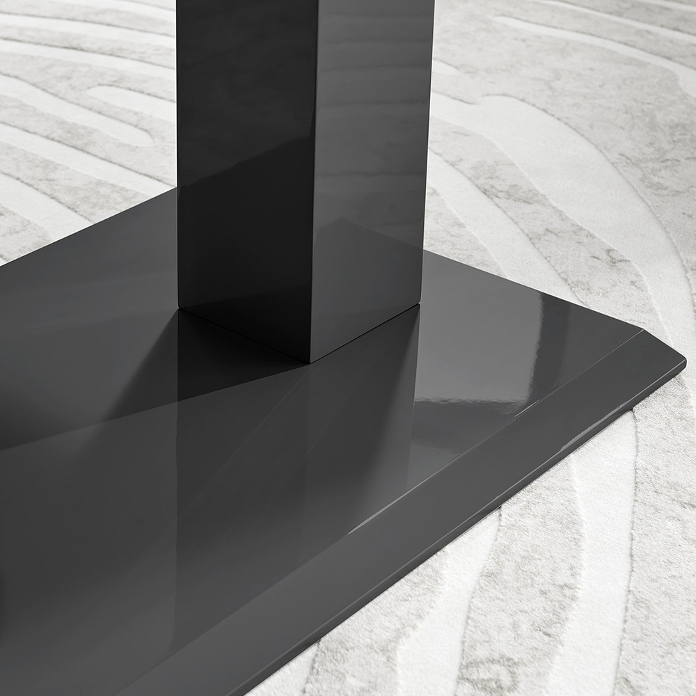 Furniturebox Molini Harley 6 Seater Dining Set Black Gloss and Dark Grey Image 6