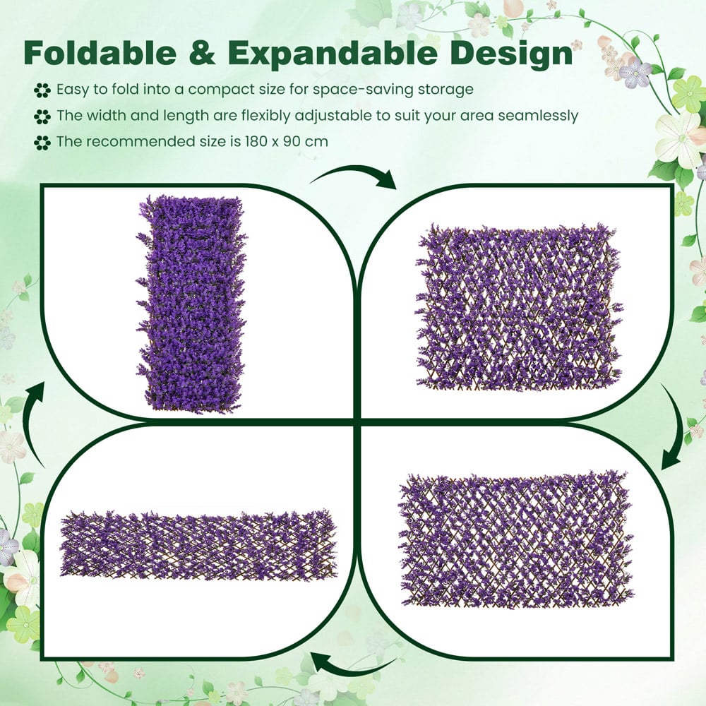 Costway Purple 2.9 x 5.9ft Decorative Fence Panel with Real Willow Frame Image 8