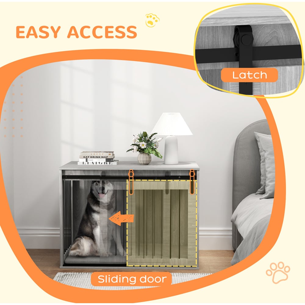 PawHut Grey Large Dog Crate Furniture Side Table Image 6