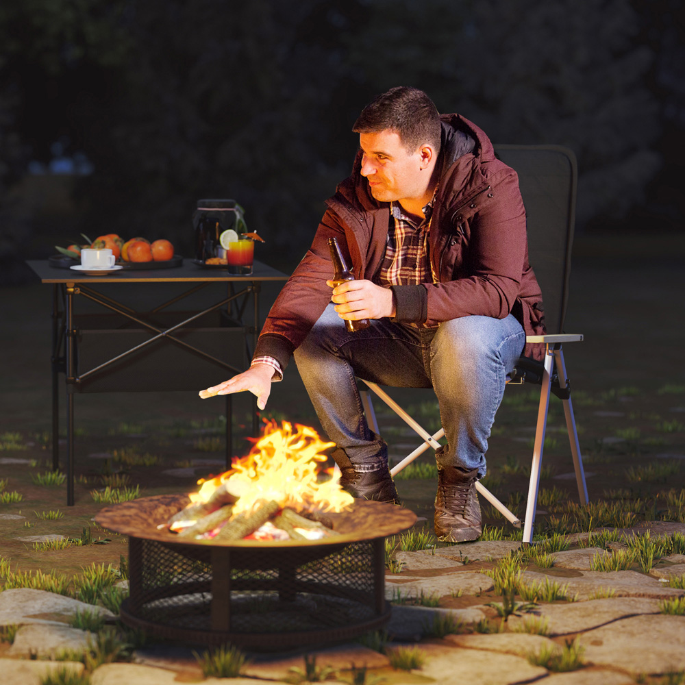 Outsunny Black Padded Foldable High Back Reclining Camping Chair with Bag Image 3
