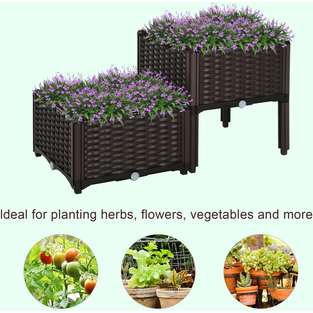 Outsunny Brown PP Raised Bed Garden Box Planter Set of 2 Image 4