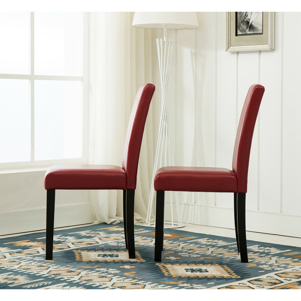 Set of 2 Red Faux Leather Dining Chair Image 3