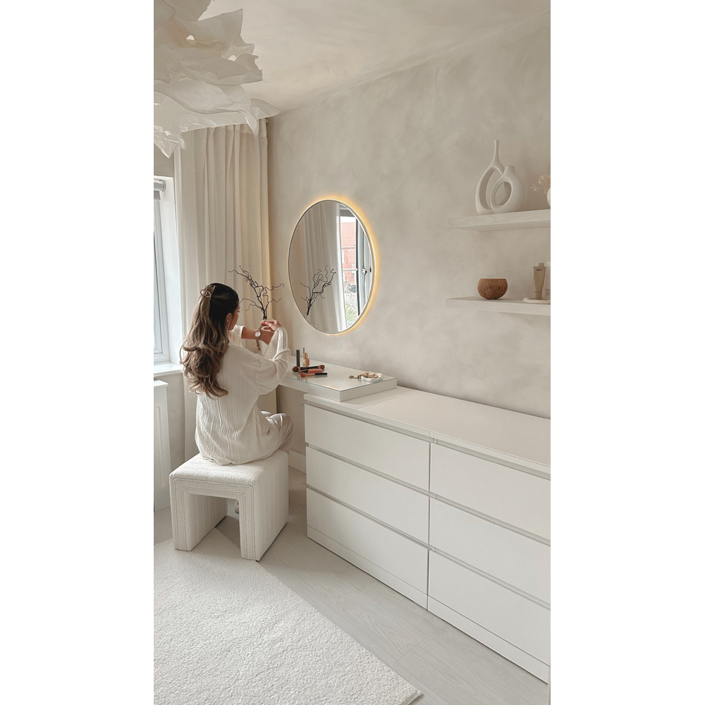 CARME Home Aspen Ivory Bouclé Stool Image 6