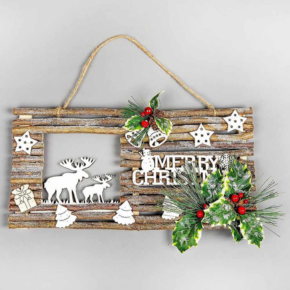 Shatchi Twig Wall Hanging Glitter Scene Christmas Decoration 20 x 40cm Image 4