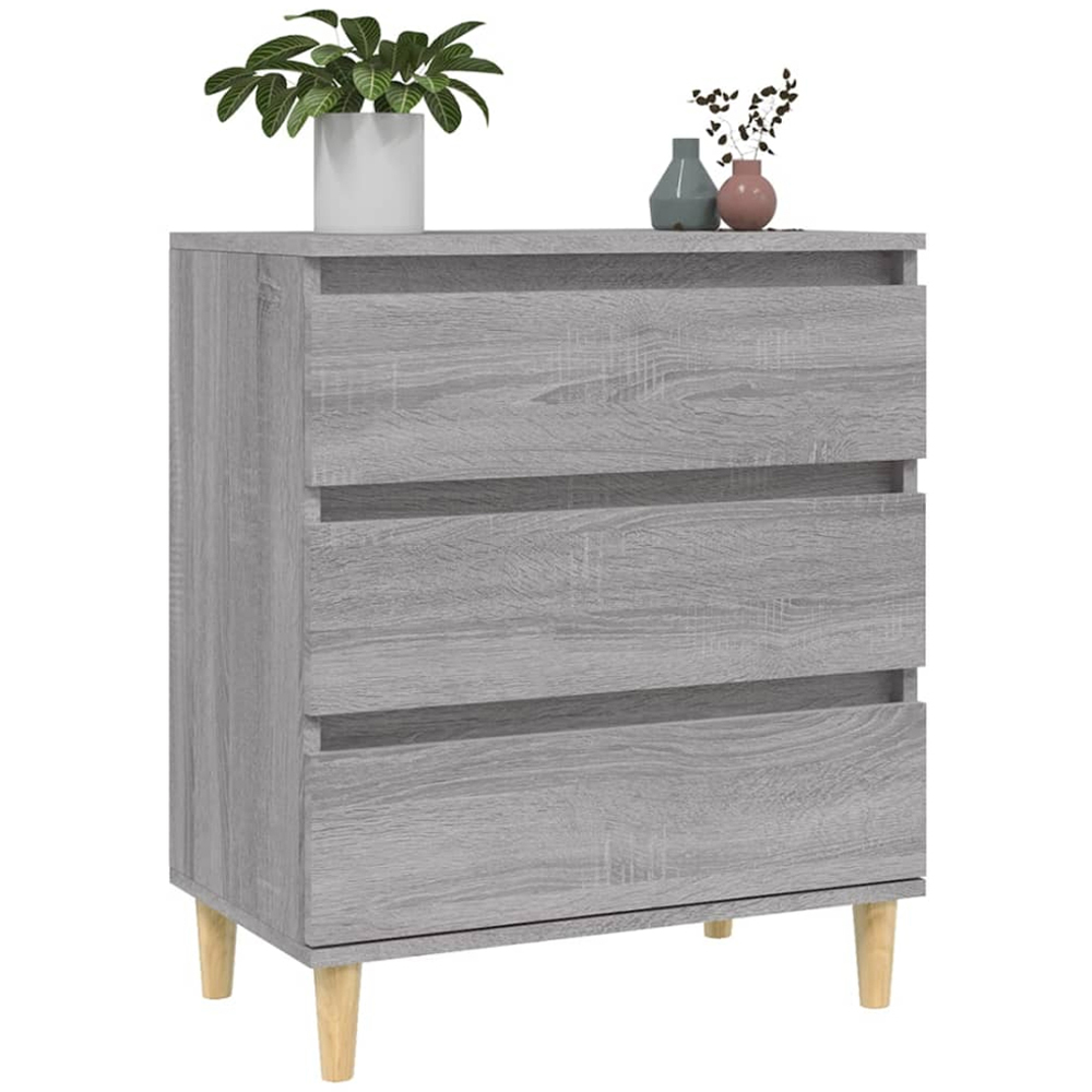 vidaXL 3 Drawer Grey Sonoma Sideboard Image 3