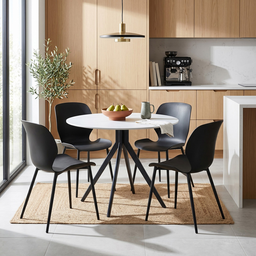 Core Products Aspen Carnaby 4 Seater Sintered Stone Plastic Round Dining Set Black Image 5