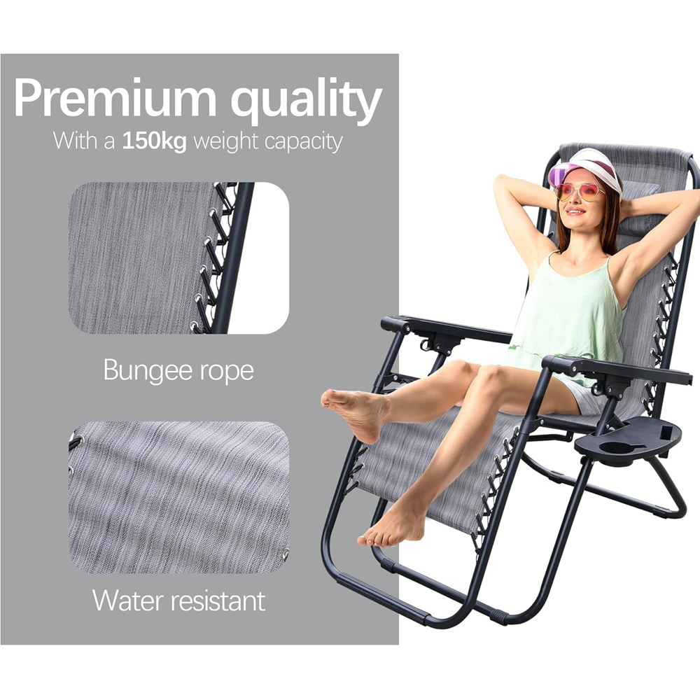 Alivio 2 Pack Grey Zero Gravity Reclining Sun Loungers Image 7