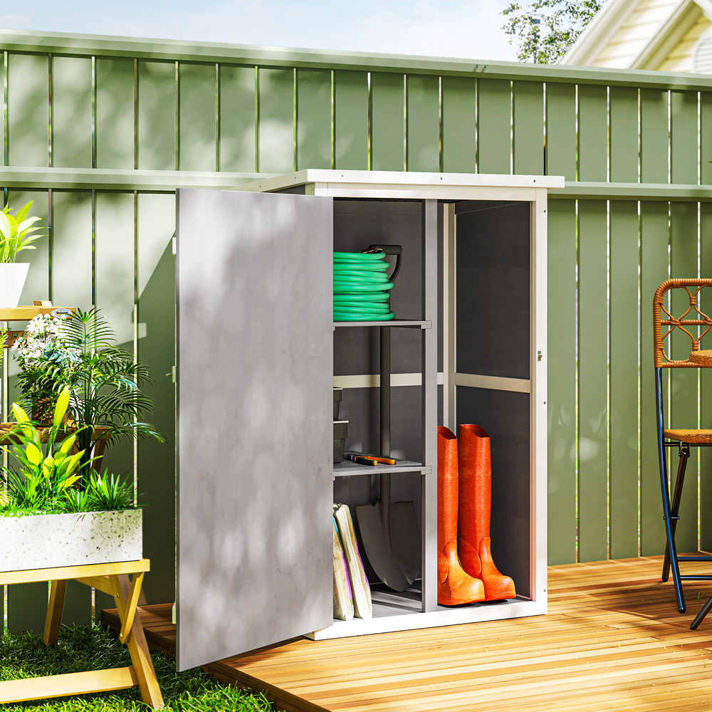 Outsunny 2.5 x 1.8ft Grey Wooden Garden Shed Image 2
