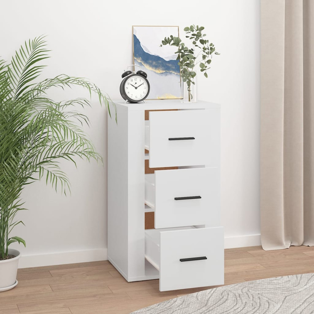 vidaXL 3 Drawer White Sideboard Image 8