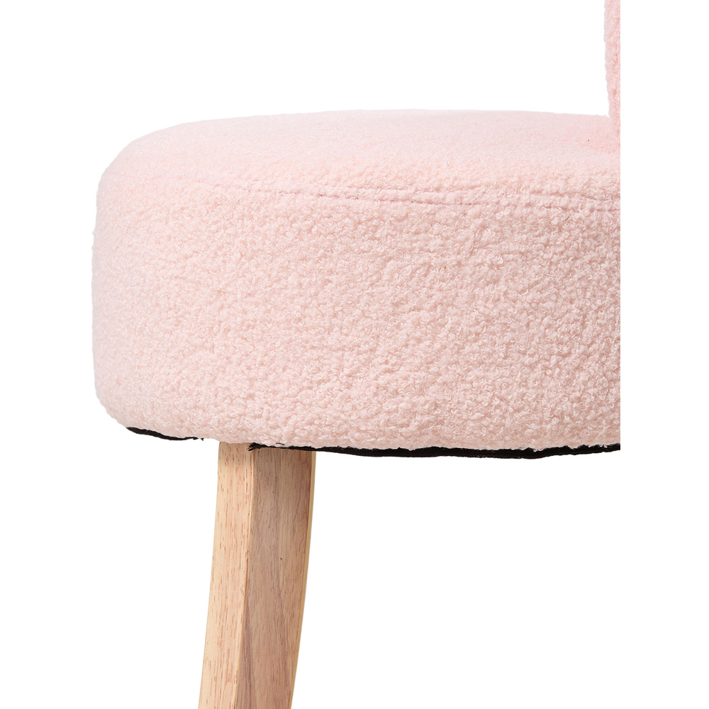 Living and Home Pink Teddy Fleece Low Backrest Vanity Stool Image 6