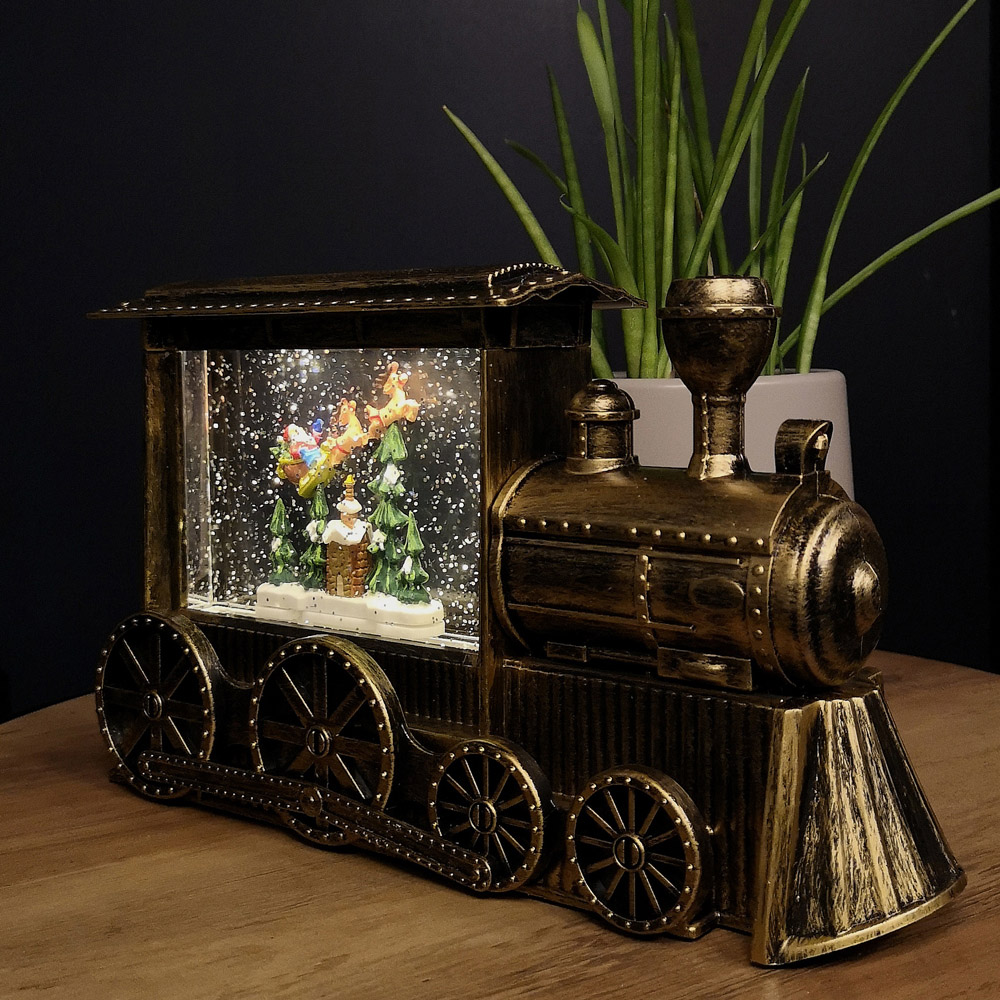 Samuel Alexander Light Up Gold Christmas Train with Santa Scene Water Spinner 29cm Image 8