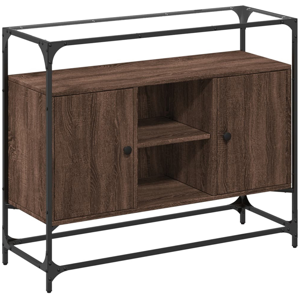 vidaXL 2 Door 3 Shelf Brown Oak Sideboard Image 2