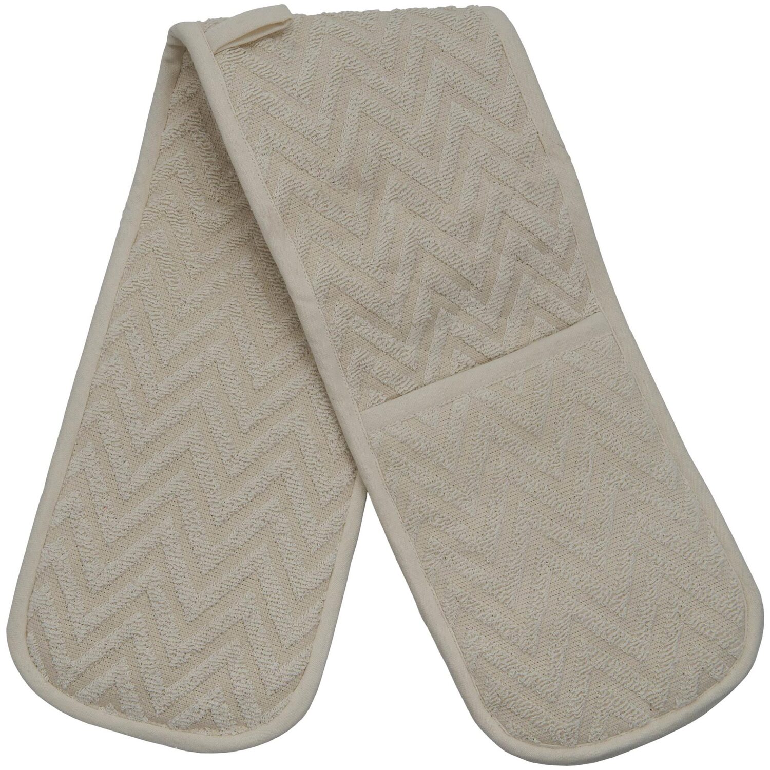 Dobby Terry Double Oven Glove - Cream Image 4