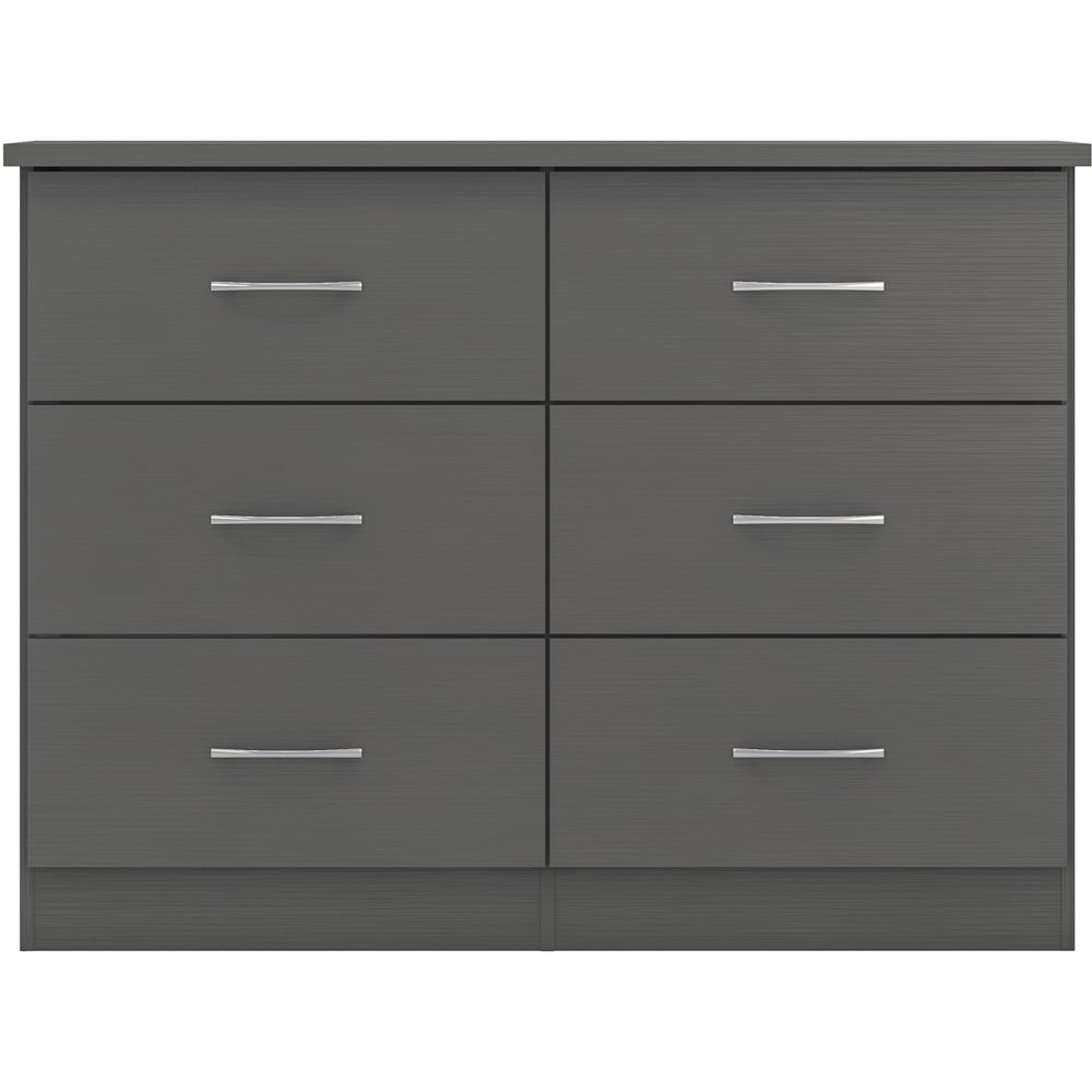 Seconique Nevada 6 Drawer 3D Effect Grey Chest of Drawers Image 3