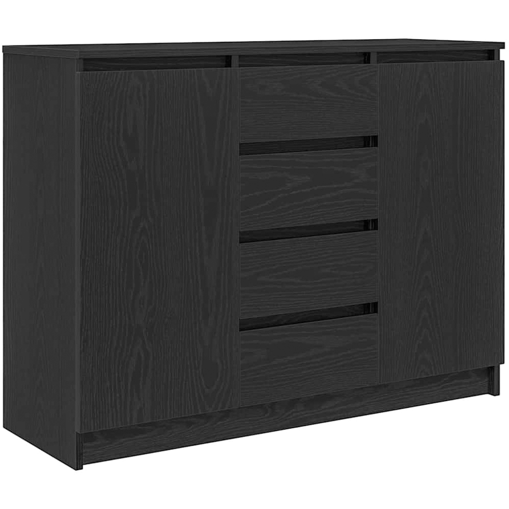 vidaXL 2 Door 4 Drawer Black Wooden Sideboard Image 2