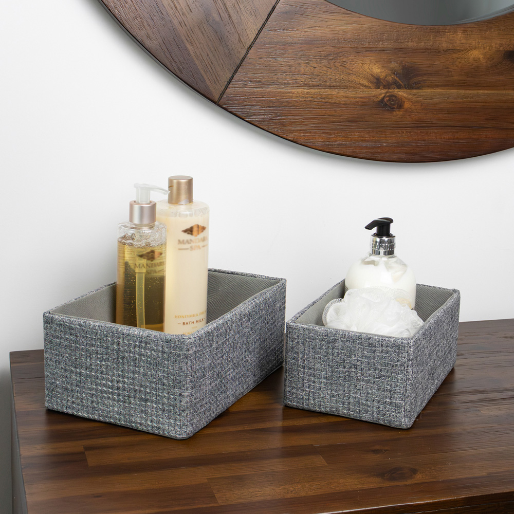 JVL Chroma Grey Rectangular Storage Basket 2 Pack Image 2