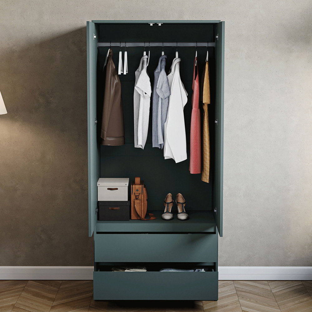 VIDA DESIGNS Denver Jasper Green 2 Door 2 Drawer Wardrobe Image 4