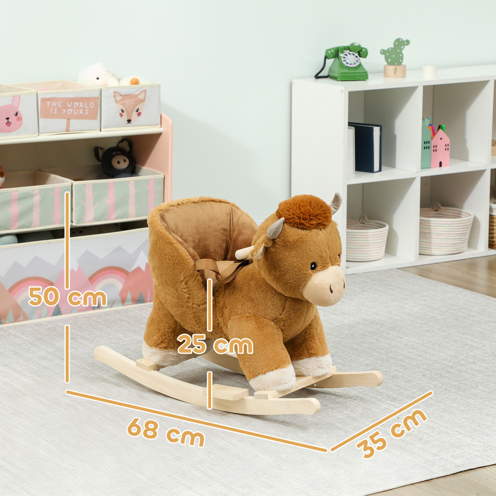 Tommy Toys Plush Brown Cow Baby Rocking Horse with Song Image 9